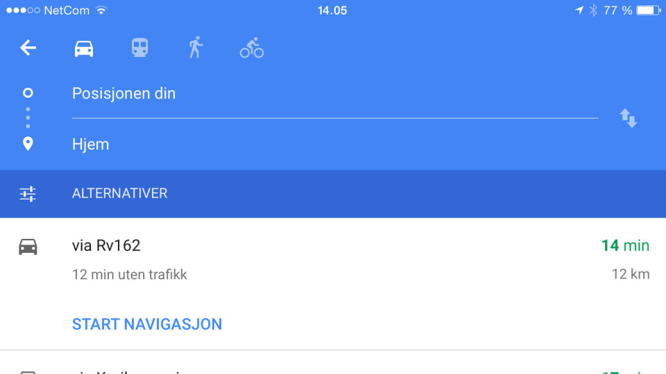 GOOGLE-DESIGN: Slik er Googles nye og rene design slik den fremtrer i Google Maps på iPhone. GOOGLE-DESIGN: Slik er Googles nye og rene design slik den fremtrer i Google Maps på iPhone.