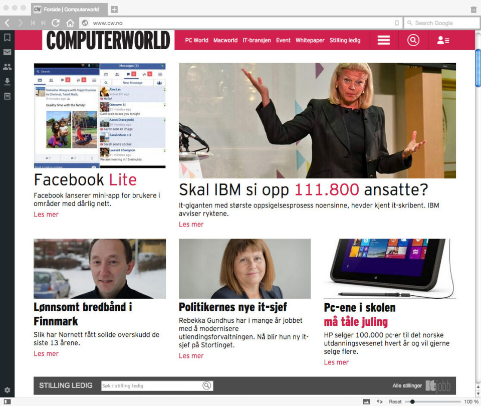 Computerworld i Vivaldi (Skjermdump: Kenneth Christensen) Computerworld i Vivaldi (Skjermdump: Kenneth Christensen)