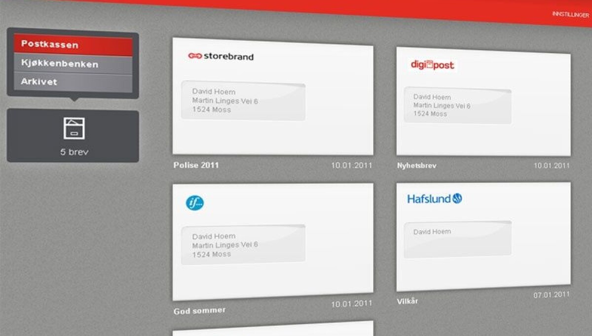 Digipost Box Send regning fra Digipost