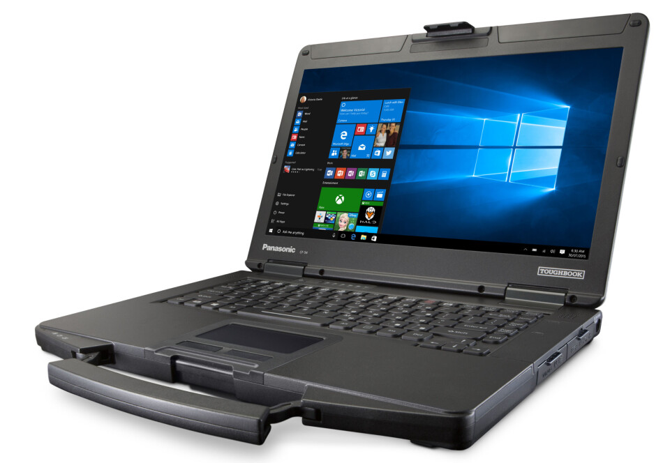 BÆREHÅNDTAK: Panasonics Toughbook-pc-er kommer med bærehåndtak. (Foto: Panasonic) BÆREHÅNDTAK: Panasonics Toughbook-pc-er kommer med bærehåndtak. (Foto: Panasonic)