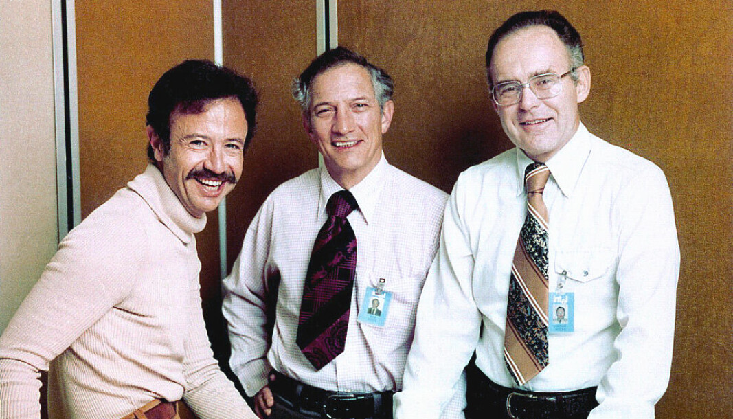 LYKKELIG START: Andy Grove, Robert Noyce og Gordon Moore fra oppstarten av Intel. (Foto: Intel Free Press)
