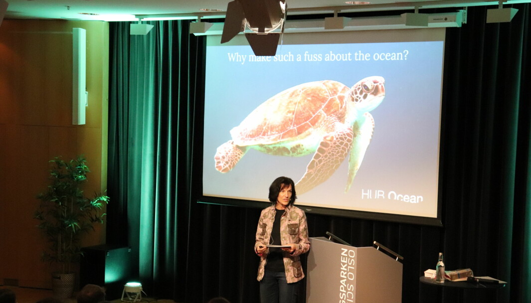 HAVET: Når havet er en såpass stor del av jorden, har det mye å si hva vi gjør med den. Keynote speaker Kimberly Mathisen, tidligere leder av Microsoft Norge. (Alle foto: Elise Lystad)