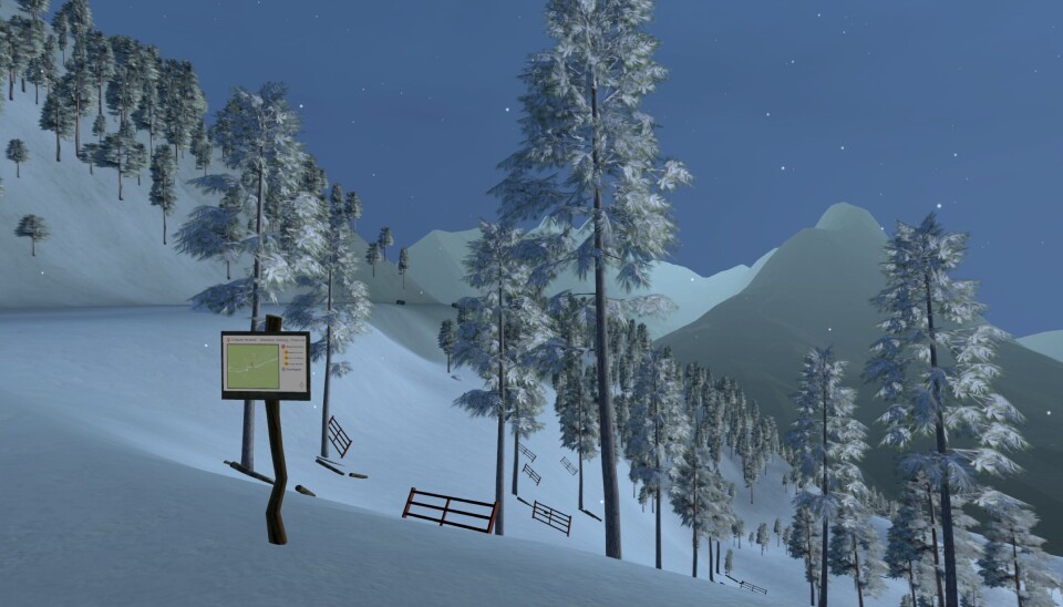 SNØSKRED: Blant scenarioene som kan utforskes i VR-løsningen er blant annet snøskred. (Foto: Phusicos VR) SNØSKRED: Blant scenarioene som kan utforskes i VR-løsningen er blant annet snøskred. (Foto: Phusicos VR)