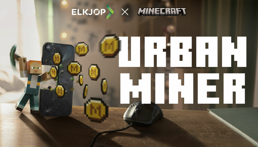 HARDT ARBEID: Slik kan en av figurene fra Minecraft hamre ut mynter fra din gamle elektronikk. (Foto: Elkjøp)