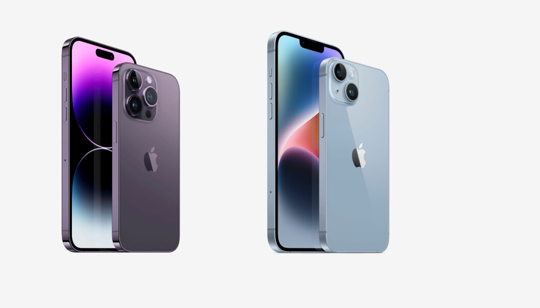 IPHONE 14 OG 14 PRO: I pene farger har Iphone lansert sine nyeste modeller. (Foto: Apple)