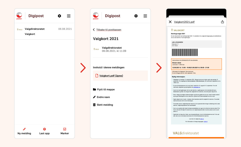 NY MELDINGSVISNING: Dokumentene i Digiposts nye meldingsvisning blir vist i ny fane på enhetens nettleser på desktop. I iOS-appen blir dokumentene vist i en nyutviklet visning, mens på Android åpnes de i en ekstern app som støtter filtypen. (Skjermdump: Digipost) NY MELDINGSVISNING: Dokumentene i Digiposts nye meldingsvisning blir vist i ny fane på enhetens nettleser på desktop. I iOS-appen blir dokumentene vist i en nyutviklet visning, mens på Android åpnes de i en ekstern app som støtter filtypen. (Skjermdump: Digipost)