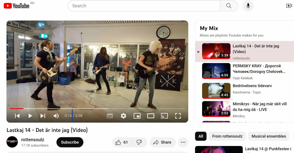 Youtube. Skjermdump med Lastkaj 14.
