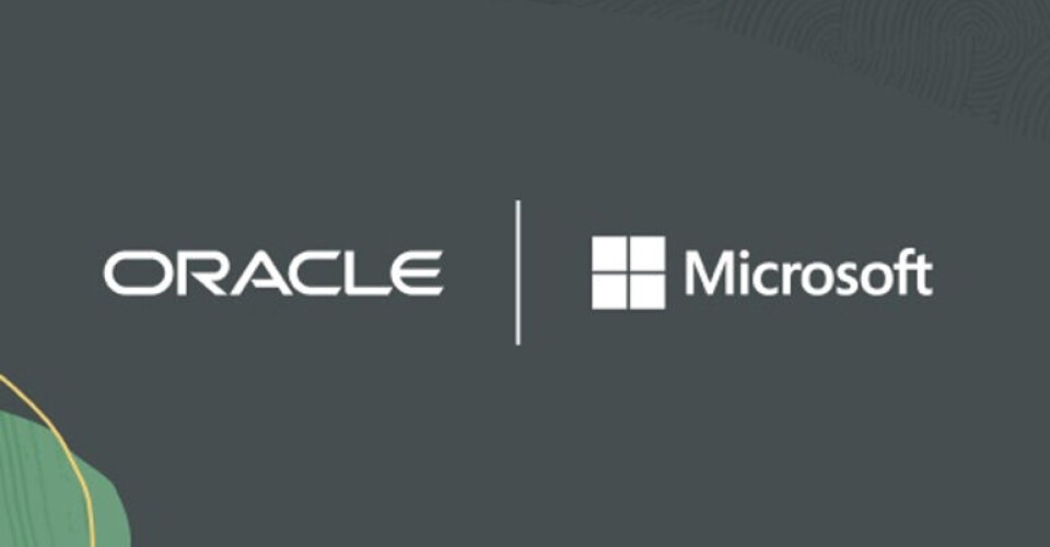 SAMARBEID: Microsoft skal benytte Oracles infrastruktur med Azure-løsninger for AI-løsninger med Bing. (Foto: Oracle). Oracle og Microsoft sine logoer sammen. Foto: Oracle.