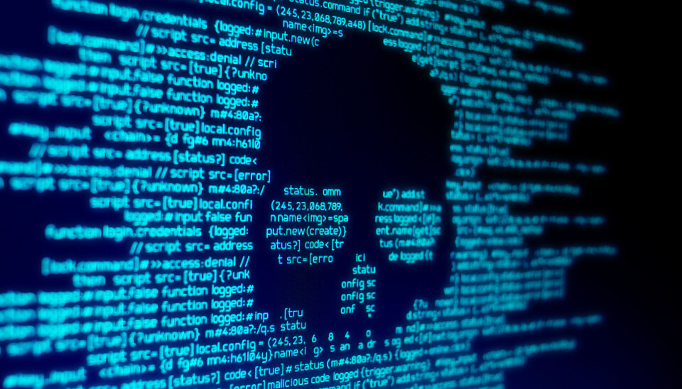INNBRUDD: Ifølge nederlandske cyber-myndigheter står kinesiske hackere bak angrep på VPN-systemer fra Fortinet. (foto: Getty Images/iStockphoto). Computer code on a screen with a skull representing a computer virus / malware attack.
Getty Images/iStockphoto