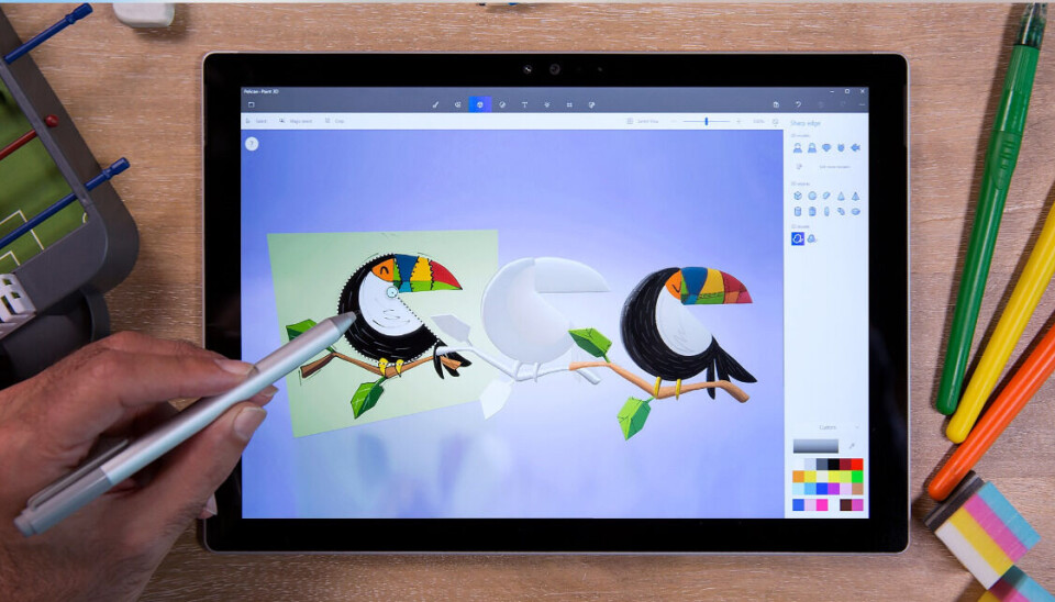 FJERNES: Microsoft vil fra 4. norvember ikke lenger tilby programmet Paint 3D, blant annet fordi brukerne foretrekker den «gamle» 2D-versjonen. (Foto: Microsoft) Windows Paint 3D. Foto: Microsoft
