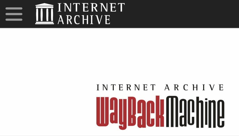 ARKIV: Google begynner nå å lenke til Wayback Machine, som lagrer kopier av nettsiden fra all verdens nettsteder. (Illustrasjon: Skjermdump) Forsiden til Wayback Machine (forstørret). (Illustrasjon: Skjermdump)
