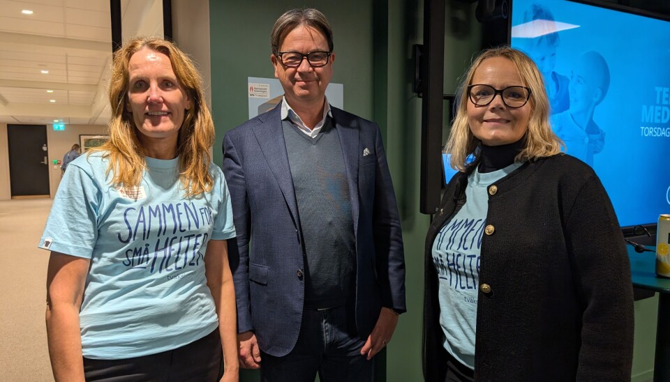 SAMMEN FOR SAKEN: Nina Larsen i TV-aksjonen, Trond Eilertsen i Computas og Hanne Dokken i Barnekreftforeningen. (Foto: Stine Marie Hagen)