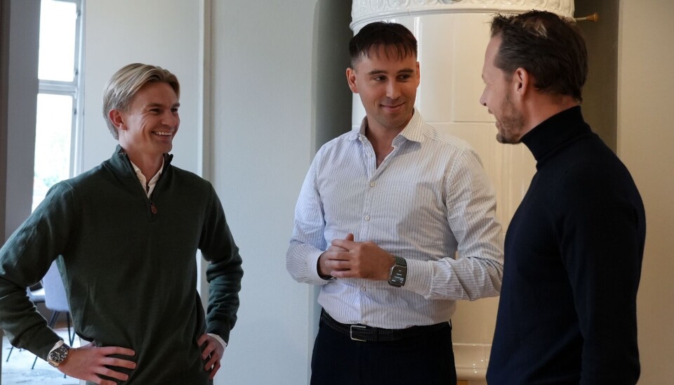 LEDERTRIO: CPO Petter Moen, konsernsjef Eirik Aalvik Stranden og CTO Lars Erlend Leganger i 24Sevenoffice. (Foto: selskapet)