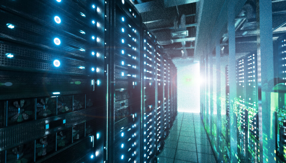Data center in the City.the high view from cooling equipment and network servers racks with light,3D physically rending high quality.the City image of the background,shoot in Osaka Downtown,Japan with myself.