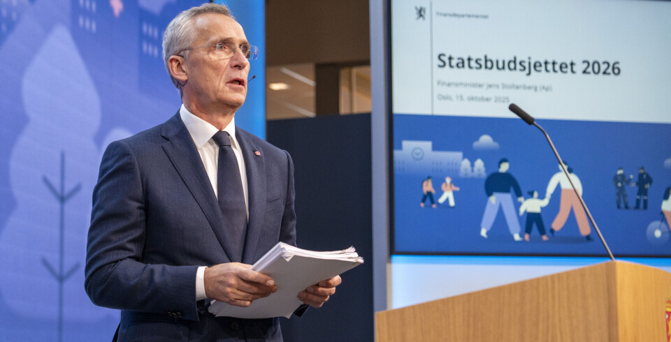 LITE IT: Finansminister Jens Stoltenberg (Ap) presenterer innholdet i statsbudsjettet under en pressekonferanse i Marmorhallen.