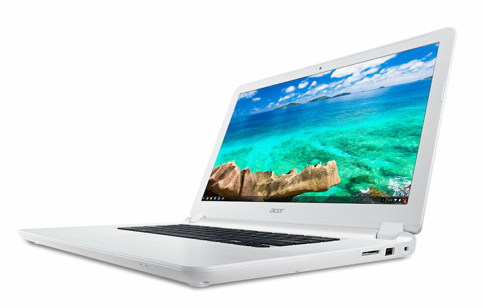 CHROMEBOOK: Acer har lansert den første Chromebook-pc-en med 15,6-tommers skjerm og Intels nyeste Broadwell-prosessorgenerasjon. (Foto: Acer)