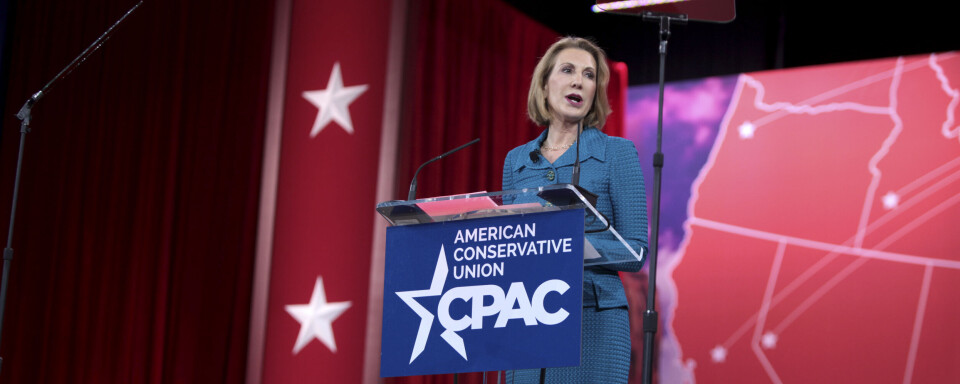 PRESIDENTKANDIDAT: Carly Fiorina på talerstolen under en konferanse i Maryland i februar i år. (Foto: Gage Skidmore, Creative Commons)