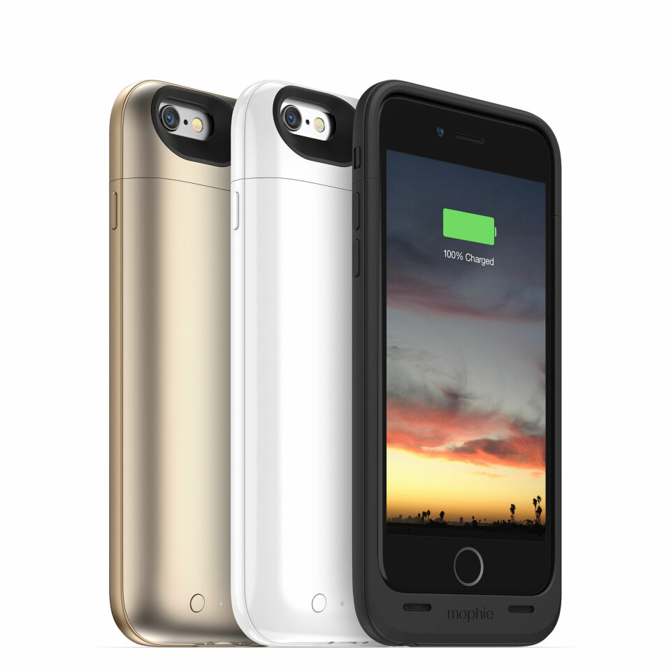 BATTERI-ETUI: Mophie er klar med iPhone 6-etuier som også fungerer som ekstrabatteri.