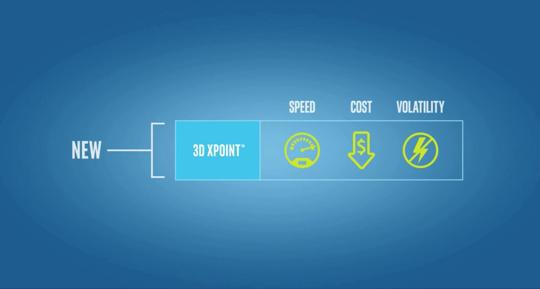 OPTANE: Ingen transistorer i Intels 3D-minne. (Foto: Intel) OPTANE: Ingen transistorer i Intels 3D-minne. (Foto: Intel)