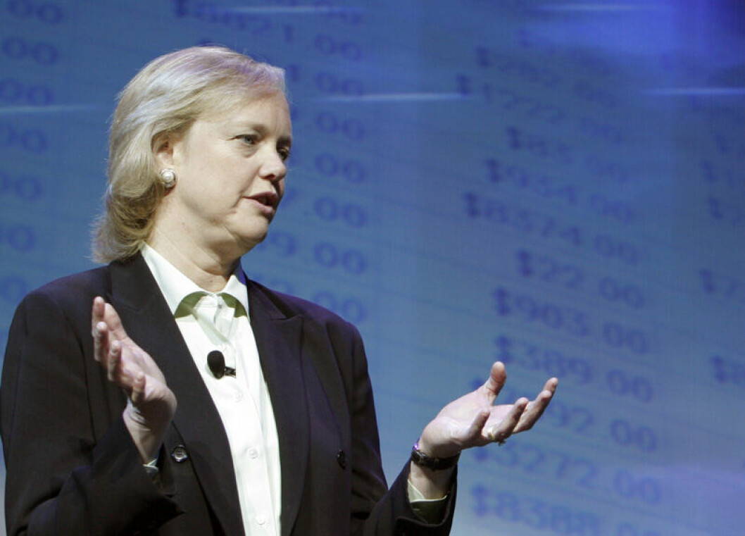 SELGER UNNA: Meg Whitman, styreleder i HP og sjef i HPE, selger unna programvarevirksomhet. Foto: HP