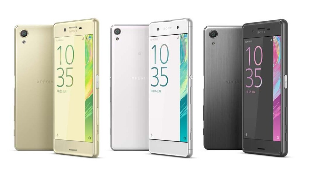 FAMILIEN: Den nye Sony Xperia X-familien, fra venstre modell X, modell XA og modell X Performance. (Foto: Sony) FAMILIEN: Den nye Sony Xperia X-familien, fra venstre modell X, modell XA og modell X Performance. (Foto: Sony)