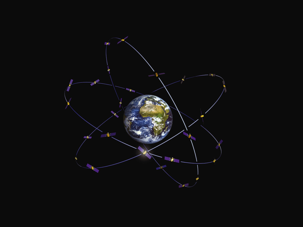 SUPERDEKNING: Galileo går i en ytre bane som gir bedre dekning i nordområdene, og med en feilmargin på én meter . Illustrasjon: Norsk Romsenter/GNSS