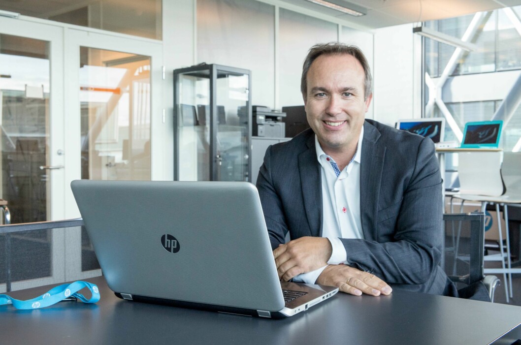 GOD START FOR NYE HP: Verner Hølleland, administrerende direktør i HP Norge, er svært begeistret for markedstallene på PC og print. (Foto: Toralv Østvang)