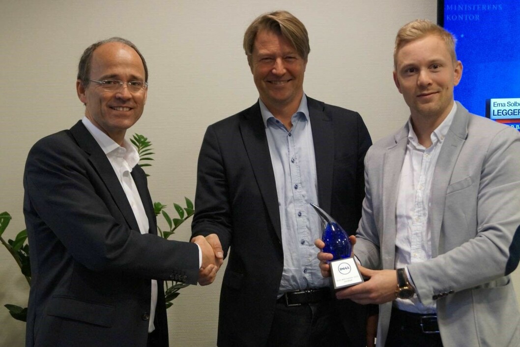 ÅERTS MSP-PARTNER: (fra venstre) Bjørnar T. Andsersen administrerende direktør for konsern i 4human, Jan Bjelde MSP direktør i Dell Norge, og Halvor Evensen kanalsjef i Dell. (Pressefoto)