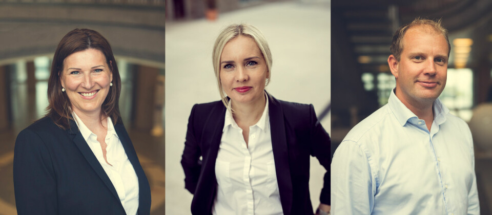 I NYE JOBBER: Fra venstre Anne Gretland, Camilla Bakjord og Torgeir Letting, alle tre i Compello-ledelsen. (Foto: Compello)