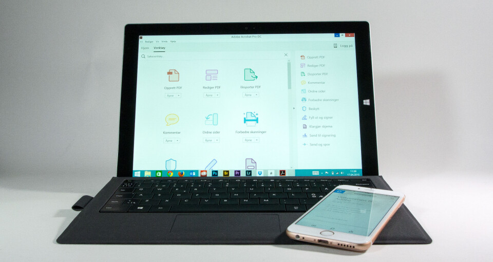 MODERNE: Adobe Acrobat Pro DC og de øvrige Acrobat-programmene har fått en grundig design-overhaling. (Foto: Toralv Østvang)