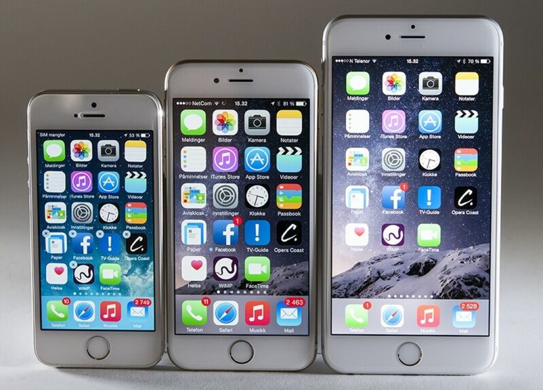 SKJERMTRØBBEL: Enkelte eiere av Iphone 6 Plus har fått problemer med skjermen. Noen kaller problemet «berøringssyke». (Foto: Toralv Østvang)