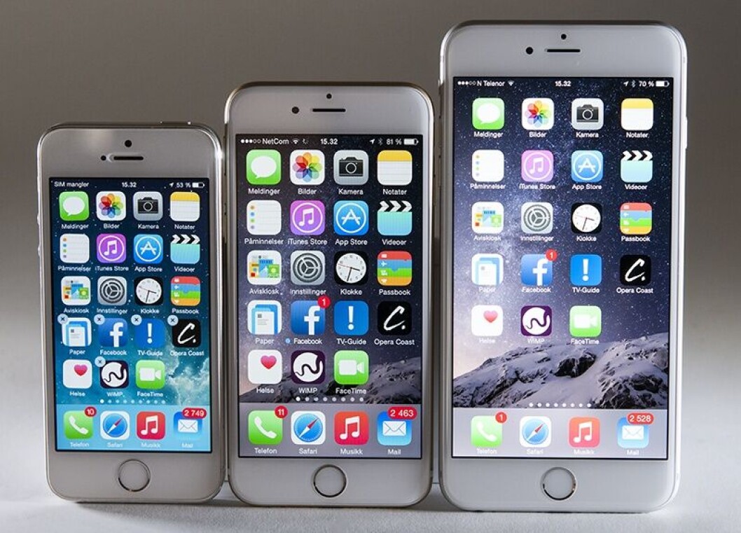 SKJERMTRØBBEL: Enkelte eiere av Iphone 6 Plus har fått problemer med skjermen. Noen kaller problemet «berøringssyke». (Foto: Toralv Østvang) SKJERMTRØBBEL: Enkelte eiere av Iphone 6 Plus har fått problemer med skjermen. Noen kaller problemet «berøringssyke». (Foto: Toralv Østvang)