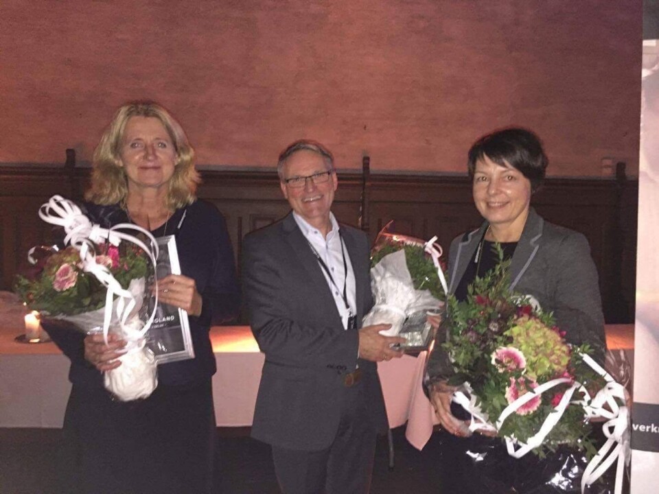 VINNERE: Direktør for Direktoratet for e-helse, Christine Bergland ble kåret til Årets toppleder. Ved siden av Bergland står Erik. M. Hansen som er sjef for Helse-Vest Ikt. Hansen vant prisen for Årets it-direktør. Til høye er Bodil Rabben som er divisjonsdirektør for utvikling i direktoratet. Foto: Michael Oreld VINNERE: Direktør for Direktoratet for e-helse, Christine Bergland ble kåret til Årets toppleder. Ved siden av Bergland står Erik. M. Hansen som er sjef for Helse-Vest Ikt. Hansen vant prisen for Årets it-direktør. Til høye er Bodil Rabben som er divisjonsdirektør for utvikling i direktoratet. Foto: Michael Oreld