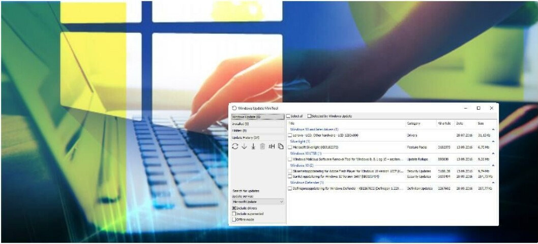 TA KONTROLL: Windows Update Minitool gir deg tilbake kontrollen over Windows oppdateringer. Foto/Skjermdump: IDGNS/Arsæll Benediktsson TA KONTROLL: Windows Update Minitool gir deg tilbake kontrollen over Windows oppdateringer. Foto/Skjermdump: IDGNS/Arsæll Benediktsson