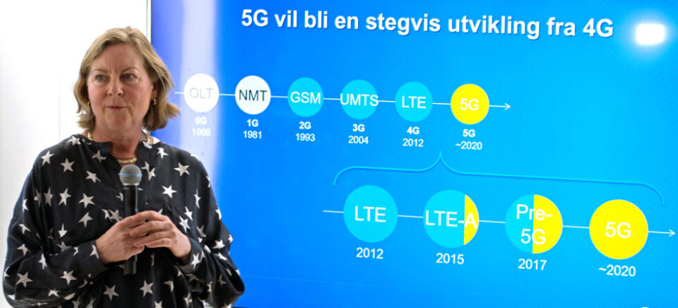 TIDLIGST i 2020: Berit Svendsen i Telenor Norge håper på kommersiell lansering av 5G i 2020. Foto: Dag-Rune Z. Vollen TIDLIGST i 2020: Berit Svendsen i Telenor Norge håper på kommersiell lansering av 5G i 2020. Foto: Dag-Rune Z. Vollen