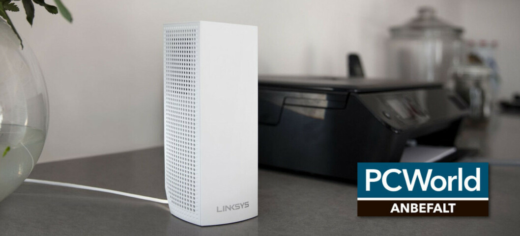 LITEN OG TØFF: Velop tar ikke opp mye plass på skrivebordet, men yter mye mer enn den viser frem. FOTO: Linksys LITEN OG TØFF: Velop tar ikke opp mye plass på skrivebordet, men yter mye mer enn den viser frem. FOTO: Linksys