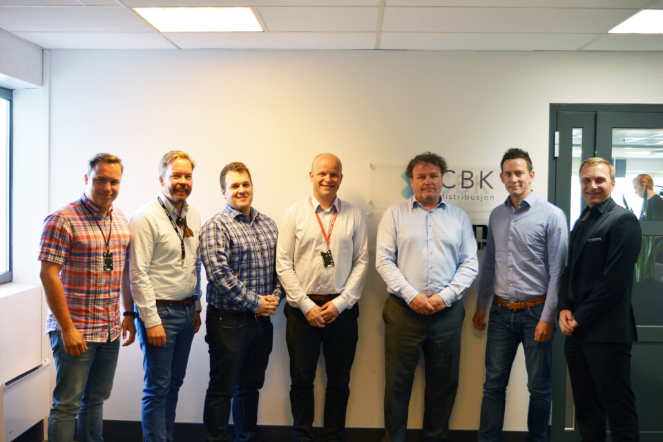 NYE SAMARBEIDSPARTNERE: Alexander Hellum Ricoh, Petter Ruud-Gustavson Ricoh, Joakim Arntsen CBK, Martin Ose Ricoh, Lars Seeberg CBK, Severin Aarnes CBK, Lars Kjelling Ricoh.(Foto: CBK)