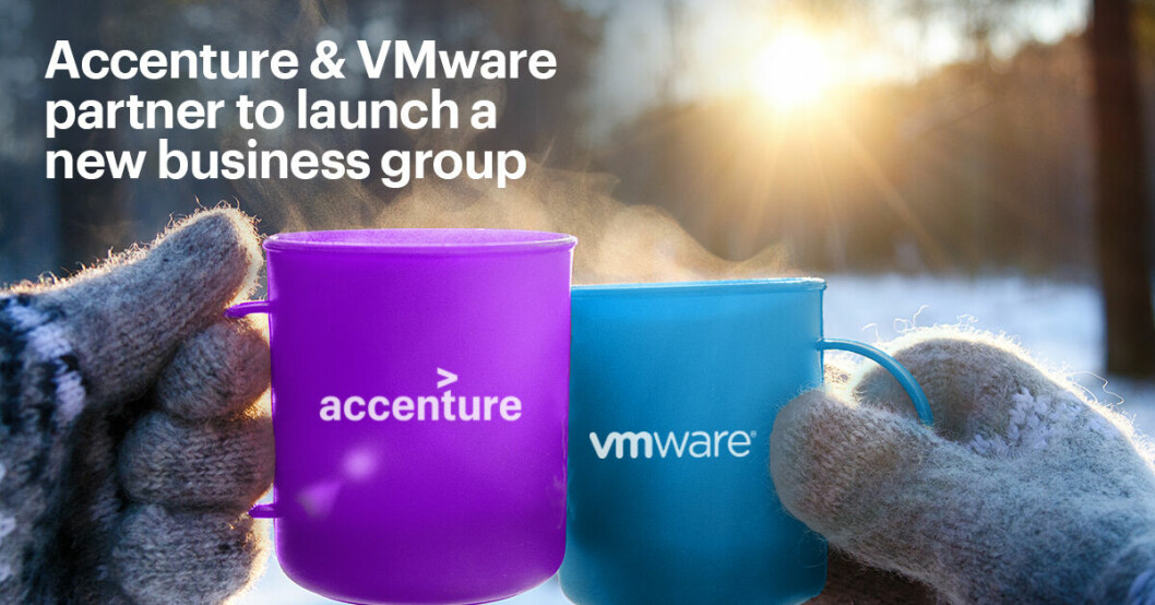 SKÅL FOR SAMARBEID: Accenture og Vmware har gått sammen om å danne forretningsenheten Accenture Vmware Business Group. Enheten skal bidra med å spre skytjenester og moderne applikasjoner til bedrifter. (Foto: Vmware)