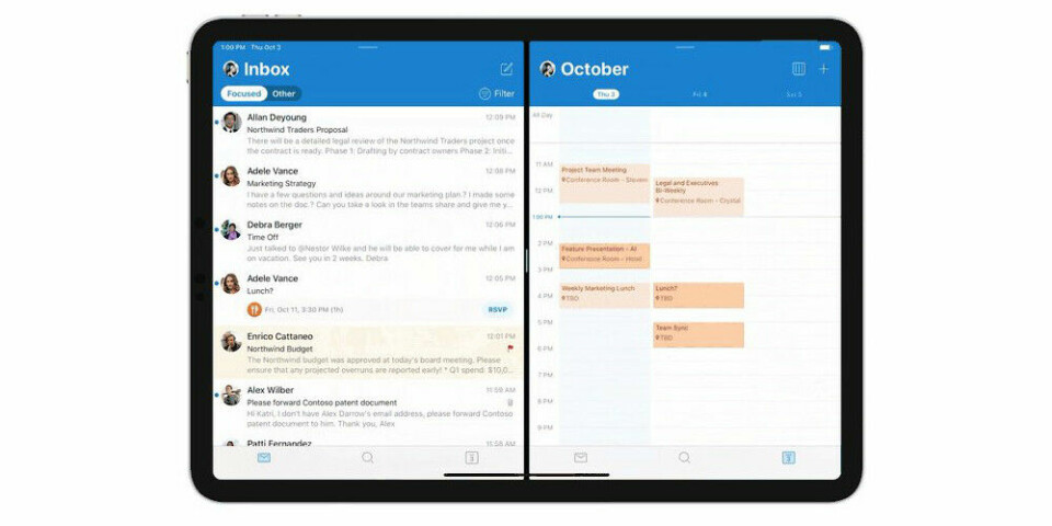 PAD: Multi-tasking gjør bruk av den større skjermen på en iPad (Foto: Microsoft)