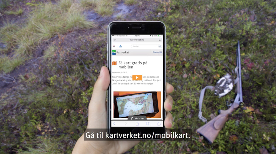 FINN VEIEN: Med offline turkart i Kartverkets 1:50.000-serie installert på mobilen før fjellturen, er sjansen for å finne veien om det blir tåke adskillig høyere. (Foto: Skjermbilde fra demovideo på kartverket.no/mobilkart) FINN VEIEN: Med offline turkart i Kartverkets 1:50.000-serie installert på mobilen før fjellturen, er sjansen for å finne veien om det blir tåke adskillig høyere. (Foto: Skjermbilde fra demovideo på kartverket.no/mobilkart)
