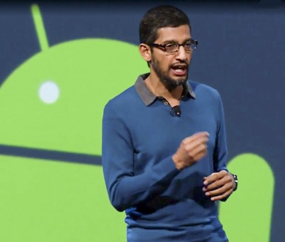 FORLATER TOPPLEDELSEN: Googles administrerende direktør Sundar Pichai blir værende i stillingen samtidig som han overtar som administrerende direktør i morselskapet Alphabet. Selskapets to grunnleggere forlater toppledelsen.