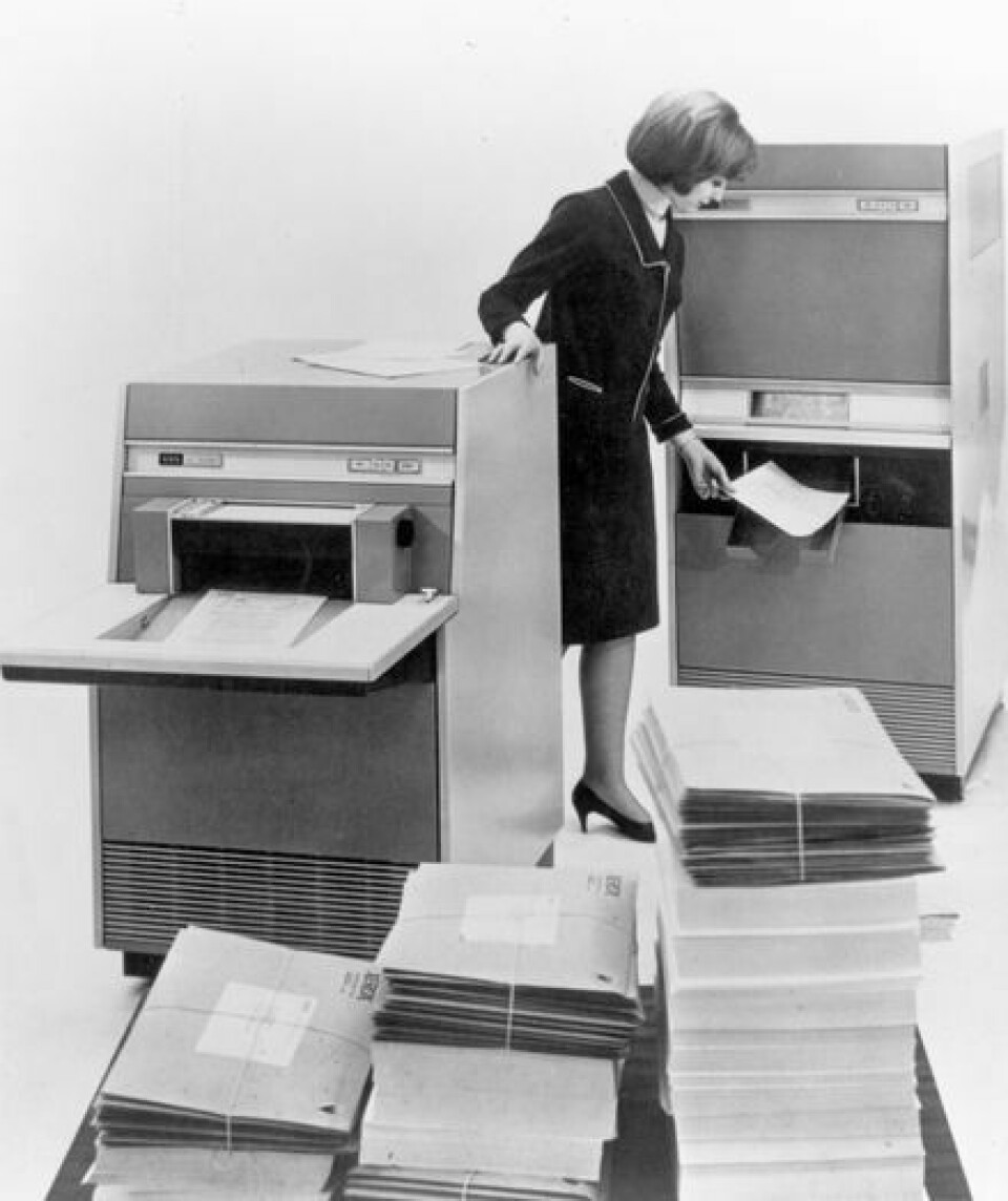 XEROX: Fotokopiering har hett 'to xerox' i mange år i engelsksprålige land. Her fjernkopieringsmaskin fra 1964.
(Foto: Xerox)