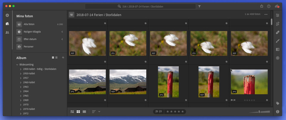 FOR ALLE: Adobe dekker hele spennet fra amatører til profesjonelle fotografer med sin Lightroom-programvare – her Lightroom CC 2019 med svensk menytekst i påvente av den norske. (Skjermdump: Toralv Østvang) FOR ALLE: Adobe dekker hele spennet fra amatører til profesjonelle fotografer med sin Lightroom-programvare – her Lightroom CC 2019 med svensk menytekst i påvente av den norske. (Skjermdump: Toralv Østvang)