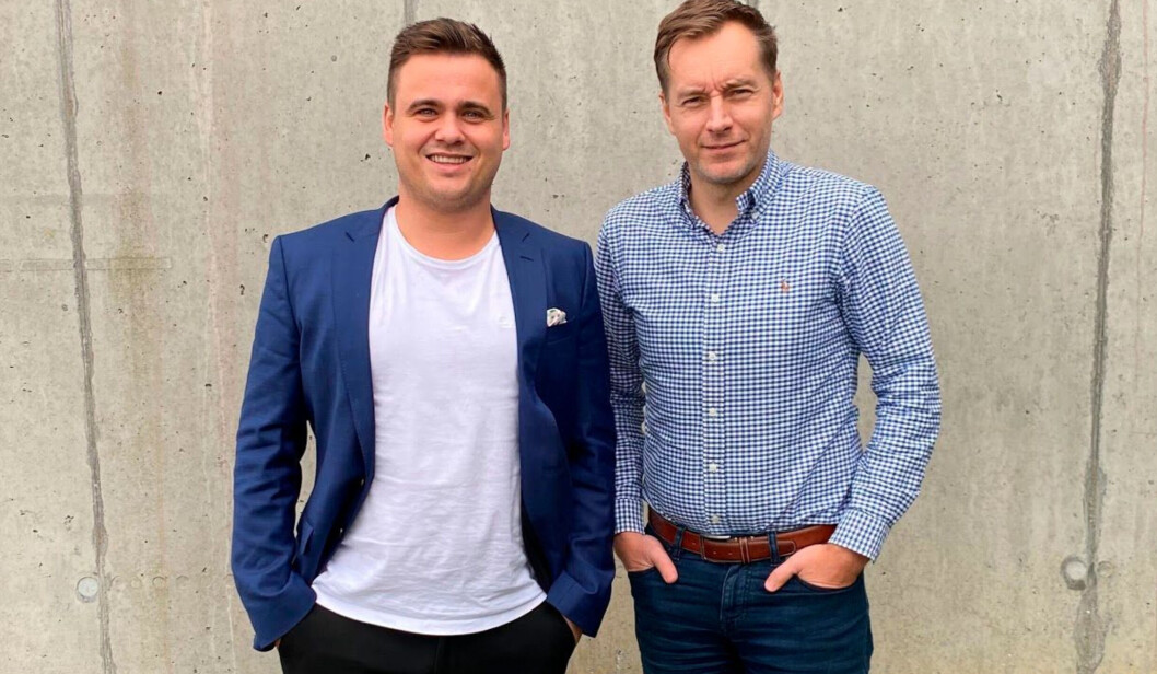 PARTNERE: Jonas Overgaard i Anyday og Claus Methman Christensen i Clearhaus vil vinne markedsandeler i Norge.
(Bilde: Clearhaus) PARTNERE: Jonas Overgaard i Anyday og Claus Methman Christensen i Clearhaus vil vinne markedsandeler i Norge.
(Bilde: Clearhaus)