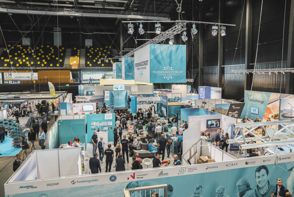 VERDENS STØRSTE: Aqua Nor er verdens største messe for teknologi for akvakultur. Her fra Aqua Nor 2019. (Foto: Stiftelsen Nor-Fishing) VERDENS STØRSTE: Aqua Nor er verdens største messe for teknologi for akvakultur. Her fra Aqua Nor 2019. (Foto: Stiftelsen Nor-Fishing)