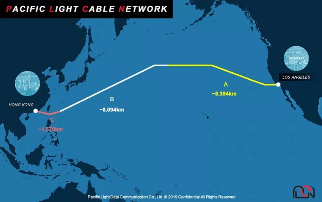 LANG: Kabelen mellom USA og Hong Kong er på 12 800 kilometer. Og ikke i bruk. LANG: Kabelen mellom USA og Hong Kong er på 12 800 kilometer. Og ikke i bruk.