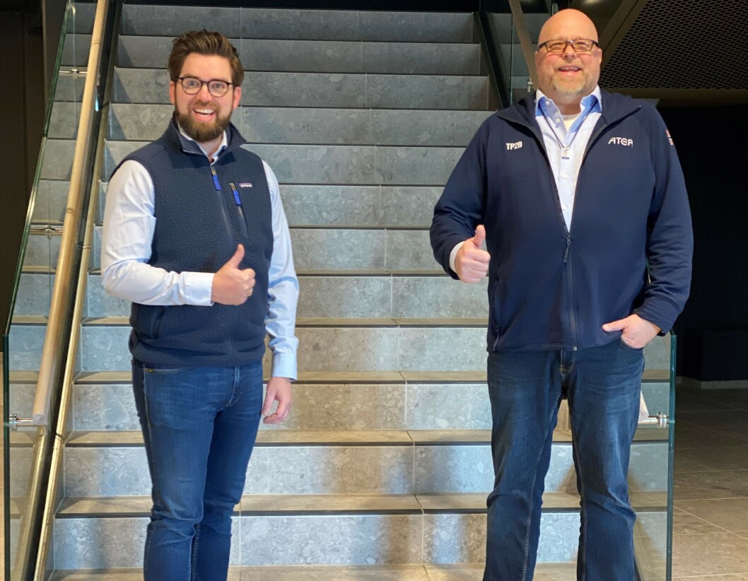 PARTNERSTATUS: Nordisk Atea-ansvarlig fra Palo Alto Networks, Thomas Aanstad Evensen (t.v), sier han er imponert over hvor kort tid Atea har brukt på å bli Diamond partner. (Foto: Malin Aanstad Evensen) PARTNERSTATUS: Nordisk Atea-ansvarlig fra Palo Alto Networks, Thomas Aanstad Evensen (t.v), sier han er imponert over hvor kort tid Atea har brukt på å bli Diamond partner. (Foto: Malin Aanstad Evensen)