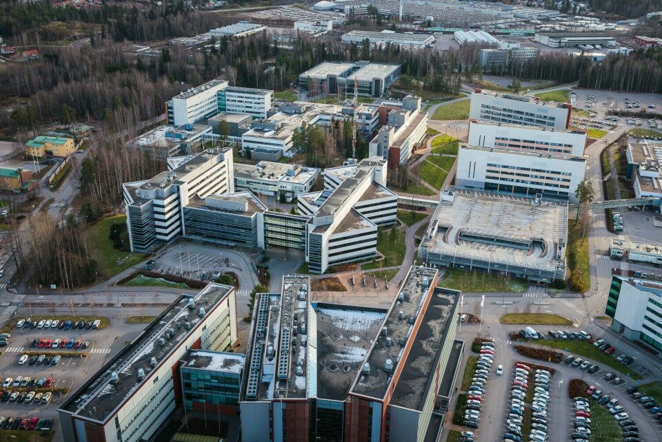 KUTTER: Her ved Nokias hovedkvarter i Espoo utenfor Helsinki blir det så langt ingen som mister jobben. (Foto: Nokia).
