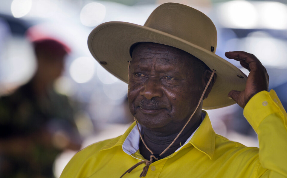 STENGER: President Yoweri Museveni avbildet under valgkampen. (Arkivfoto: Ben Curtis / AP / NTB)