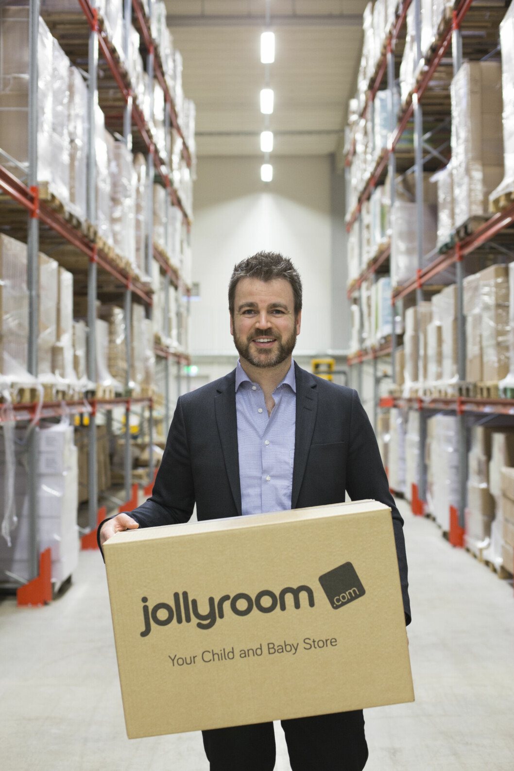 JOLLY GOOD: Ole Sauar, gründer og hovedaksjonær i Jollyroom, har god grunn til å smile. I 2020 opplevde konsernet, som driver med netthandel av barne- og babyprodukter i Norden, en samlet vekst på 300 millioner kroner. (Foto: Jollyroom)